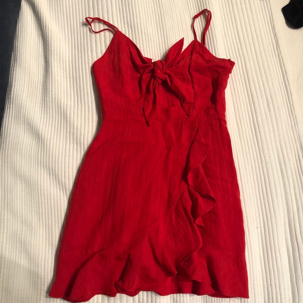 Red Linen Mini Dress